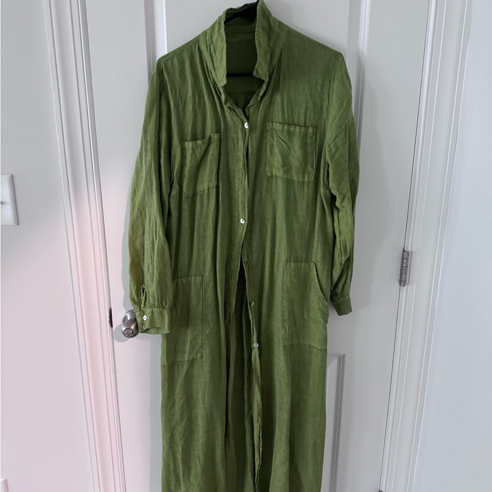 Green Long Linen Dress